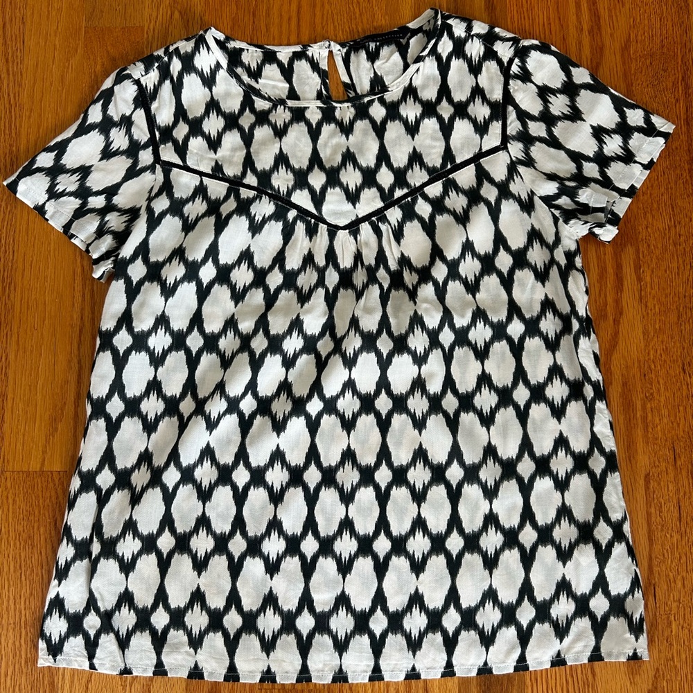M&S Black and White Patterned Women's Top